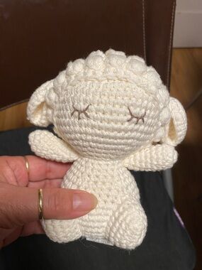 Cream Crochet Lamb Plush Toy by - Soft Handcrafted Stuffed Animal
